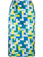 Mary Katrantzou Toy Brick Print Pencil Skirt - Blue