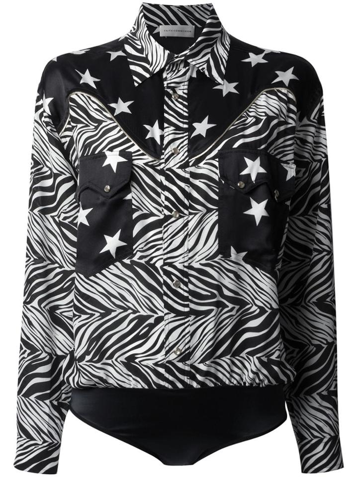 Faith Connexion Star And Zebra Print Shirt - Black