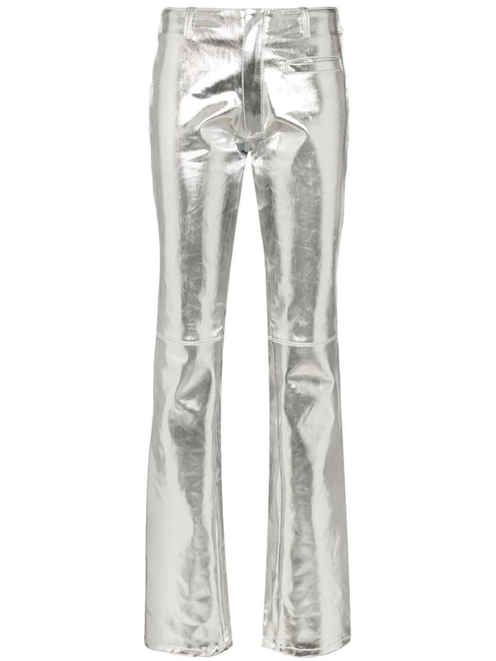 Marine Serre Metallic Straight Leg Jeans - Silver