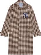 Gucci Houndstooth Coat With Ny Yankees&trade; Patches - Black