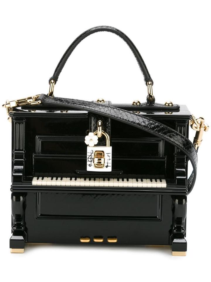 Dolce & Gabbana Dolce Box Piano Tote, Women's, Black, Leather/wood