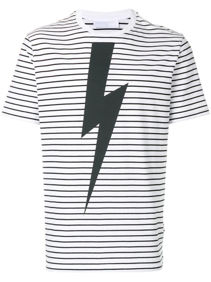 Neil Barrett Thunderbolt Striped T-shirt - White