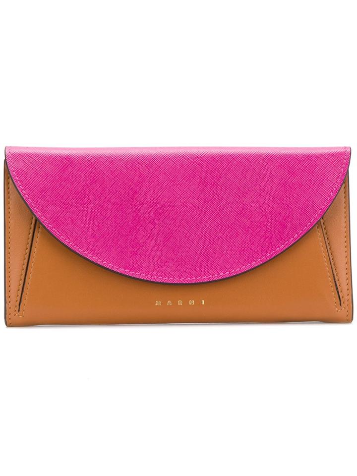 Marni Foldover Logo Wallet - Brown