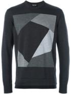 Emporio Armani Geometric Jacquard Sweater, Men's, Size: Medium, Grey, Wool/virgin Wool