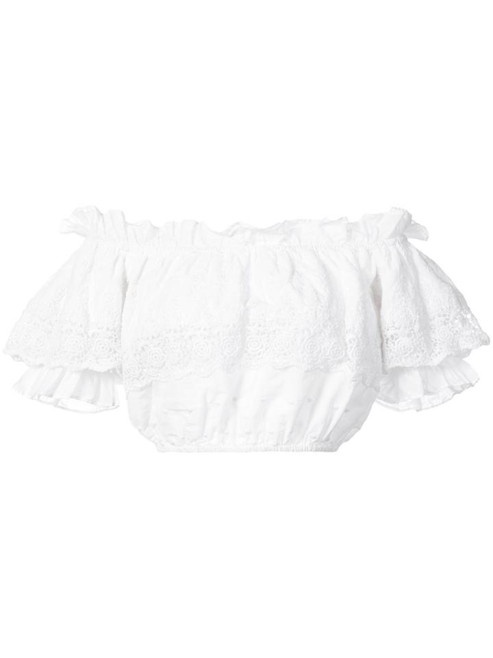 Love Shack Fancy Cecilia Crop Top - White