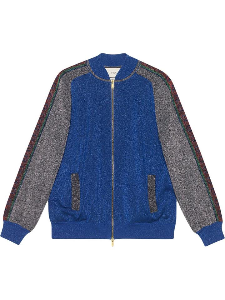 Gucci Bomber In Wool With Lurex - Blue