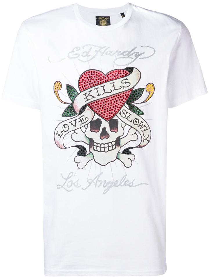 Ed Hardy Love Kills Print T-shirt - White