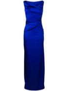 Talbot Runhof Ruched Detail Dress - Blue