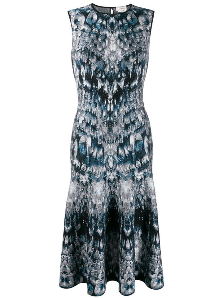 Alexander Mcqueen Intarsia Knit Dress - Blue