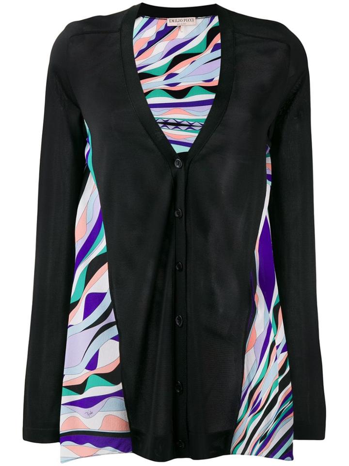 Emilio Pucci Multicoloured Print Detail Cardigan - Black