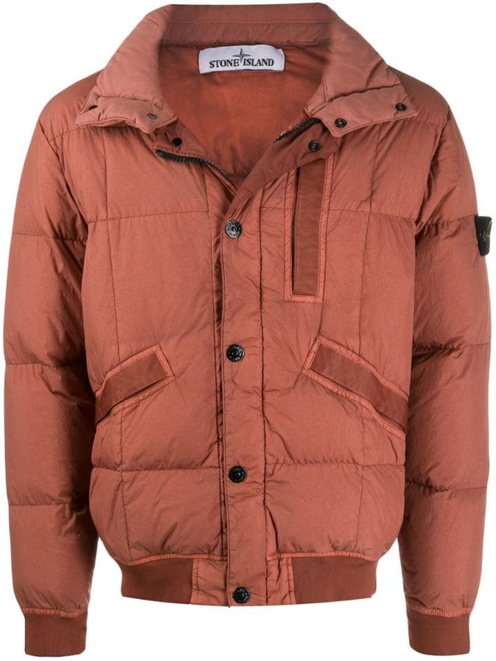 Stone Island Crinkle Reps Padded Jacket - Orange