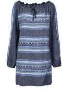 Lemlem Striped Drawstring Neck Dress - Blue