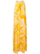Emilio Pucci Rivera Print Long Chiffon Dress - Yellow