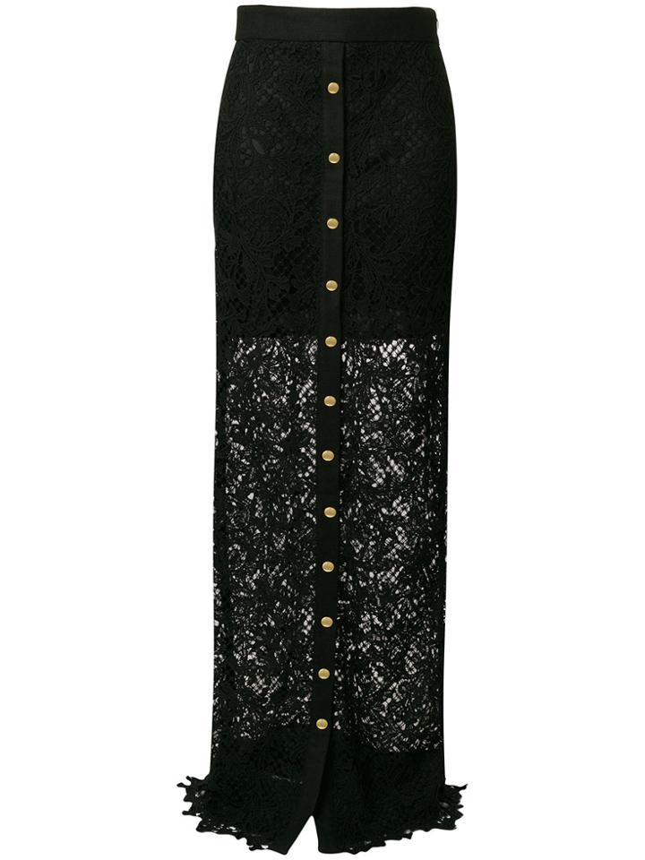 Fausto Puglisi Long Lace Skirt - Black