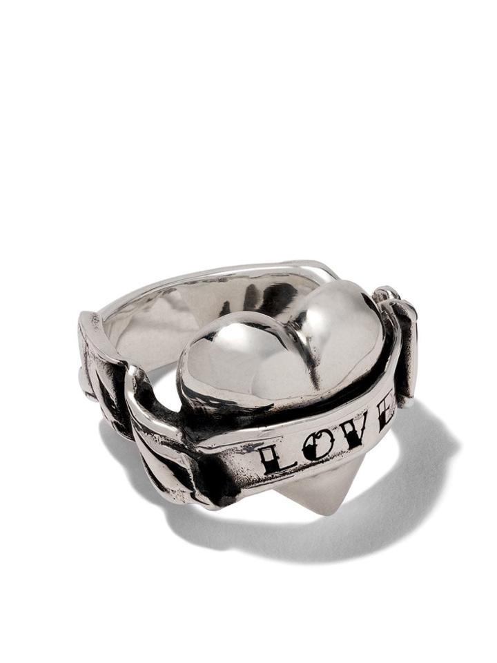 The Great Frog Heart & Banner Love Ring - Silver
