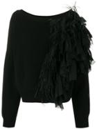 Nº21 Feather Appliqué Sweater - Black
