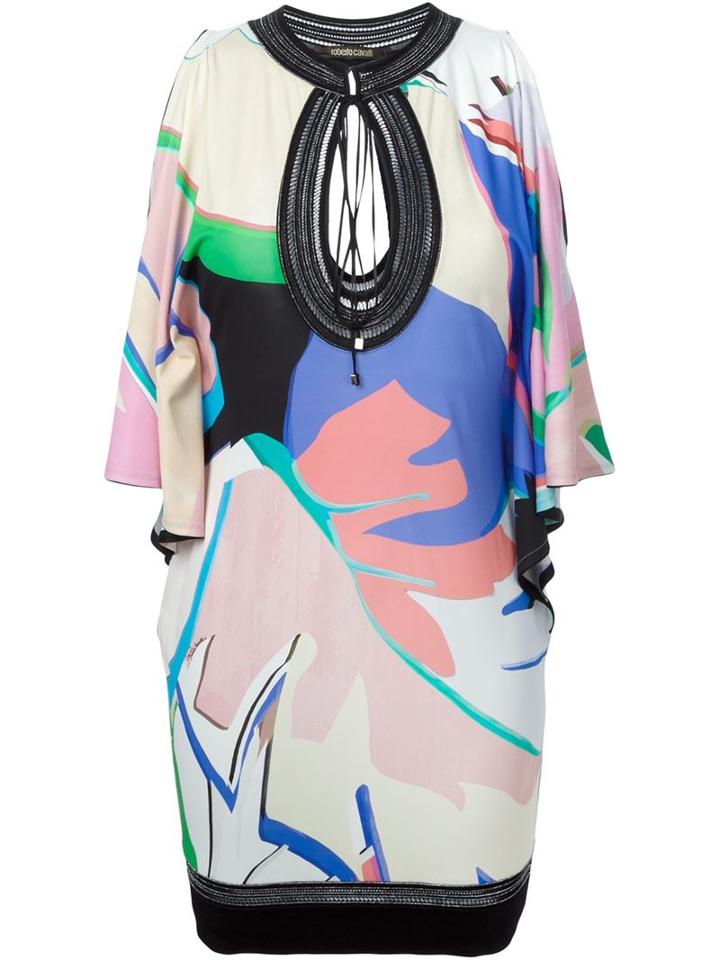 Roberto Cavalli Printed Bare Shoulder Dress