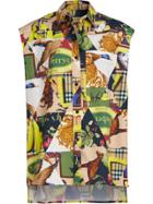 Burberry Sleeveless Archive Scarf Print Stretch Cotton Shirt -
