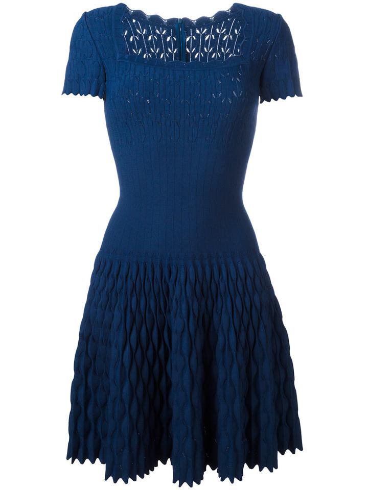 Alaïa Flared Dress, Women's, Size: 40, Blue, Polyester/viscose/polyamide