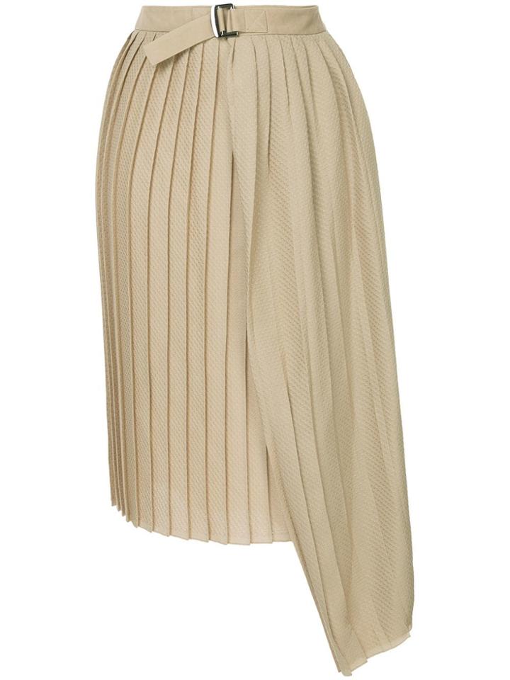 Bassike Wrap Pleated Skirt - Neutrals