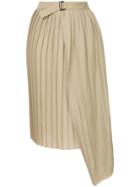 Bassike Wrap Pleated Skirt - Neutrals