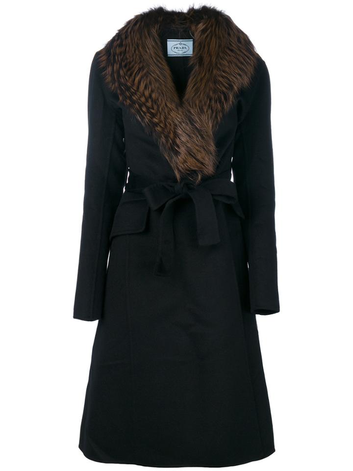 Prada Belted Coat - Black