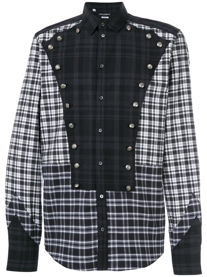 Dolce & Gabbana Button Detail Checked Shirt - Blue