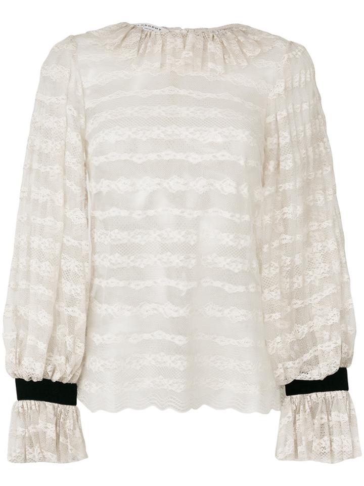 Philosophy Di Lorenzo Serafini Lace Ruffled Neck Blouse - Nude &