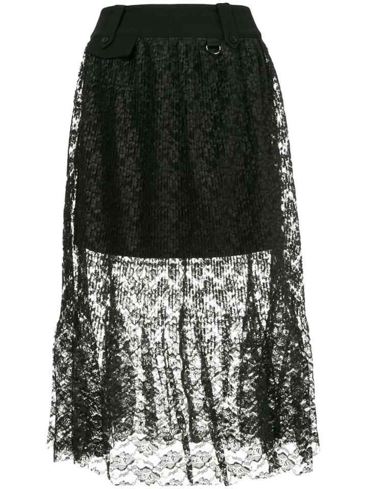 Three Floor Lace Skirt - Black