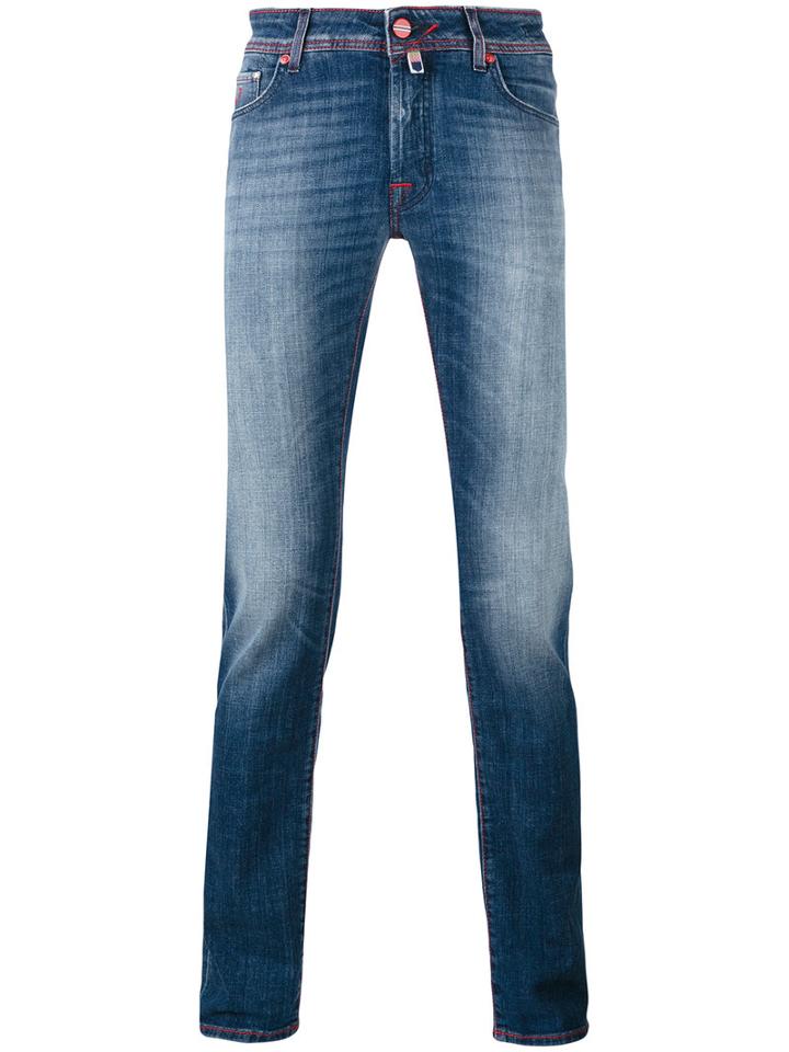 Tailored Slim Fit Jeans - Men - Cotton/spandex/elastane - 37, Blue, Cotton/spandex/elastane, Jacob Cohen