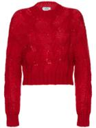 Prada Cropped Mohair Wool Sweater - Red