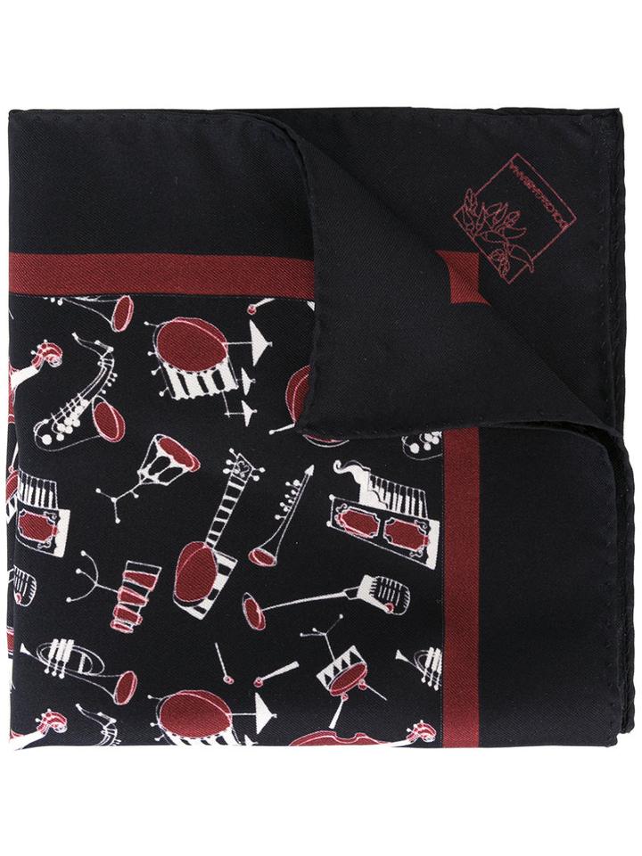 Dolce & Gabbana Jazz Club Print Scarf, Men's, Black, Silk