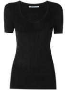 T By Alexander Wang Scoop Neck T-shirt, Women's, Size: Xs, Black, Viscose/nylon/wool/silk