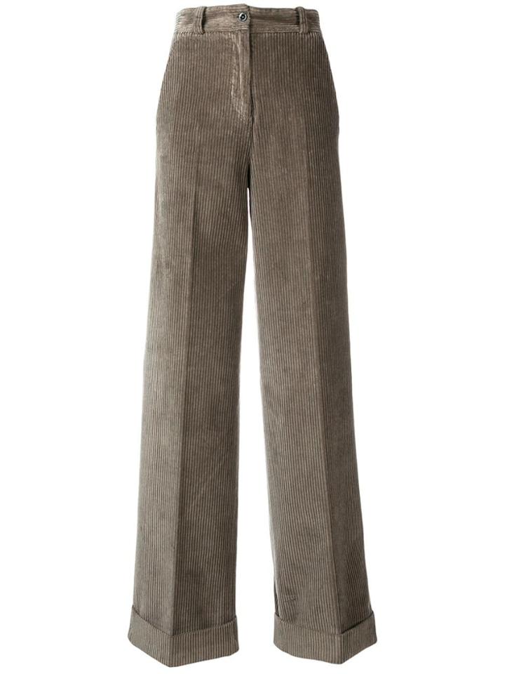 Pt01 Corduroy Flared Trousers - Grey