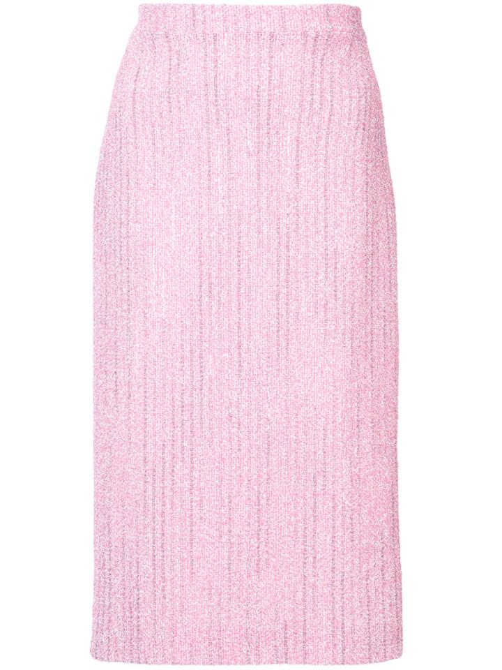 Alessandra Rich Tweed Midi Skirt - Pink & Purple