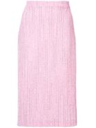 Alessandra Rich Tweed Midi Skirt - Pink & Purple