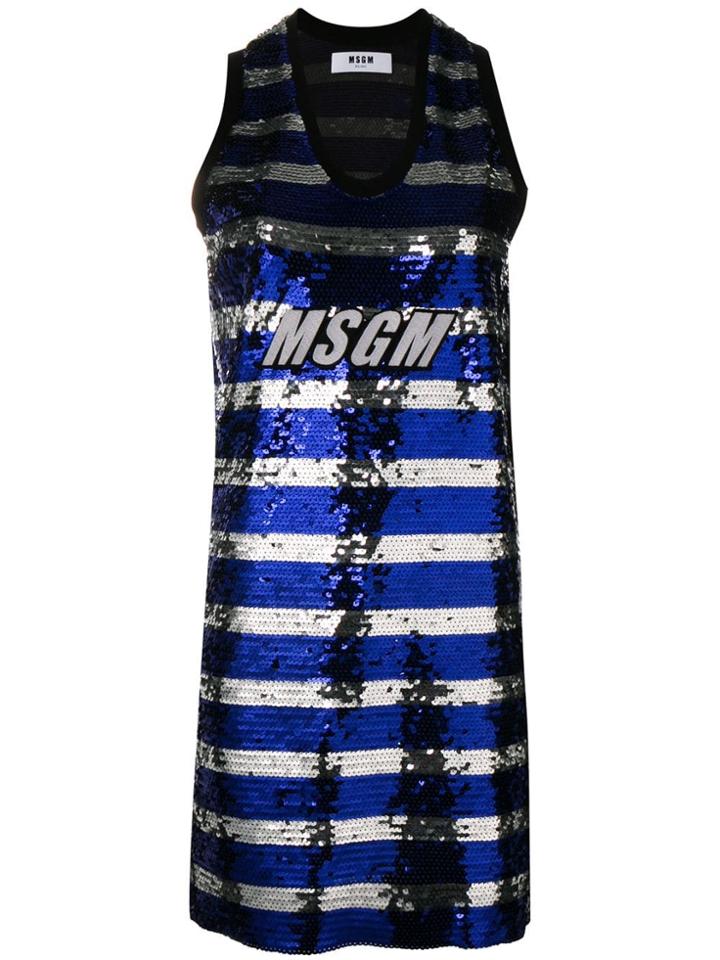 Msgm Sequin Tank Dress - Black