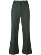 Nina Ricci Flared High Waisted Trousers, Women's, Size: 36, Green, Wool