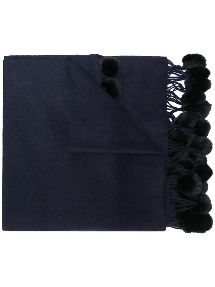 N.peal Rex Pom Pom Shawl - Blue