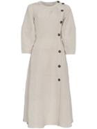 Rejina Pyo Buttoned Front Long Sleeve Midi Dress - Nude & Neutrals