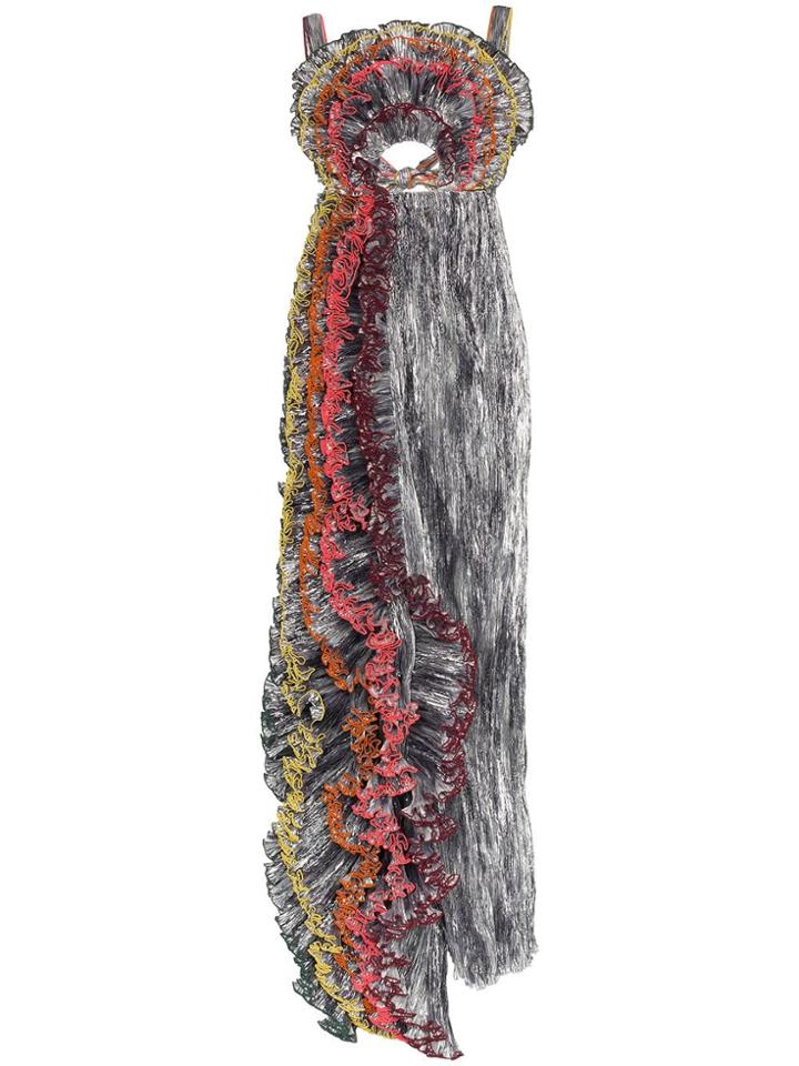 Rosie Assoulin Waterfall Ruffle Silk Gown - Metallic
