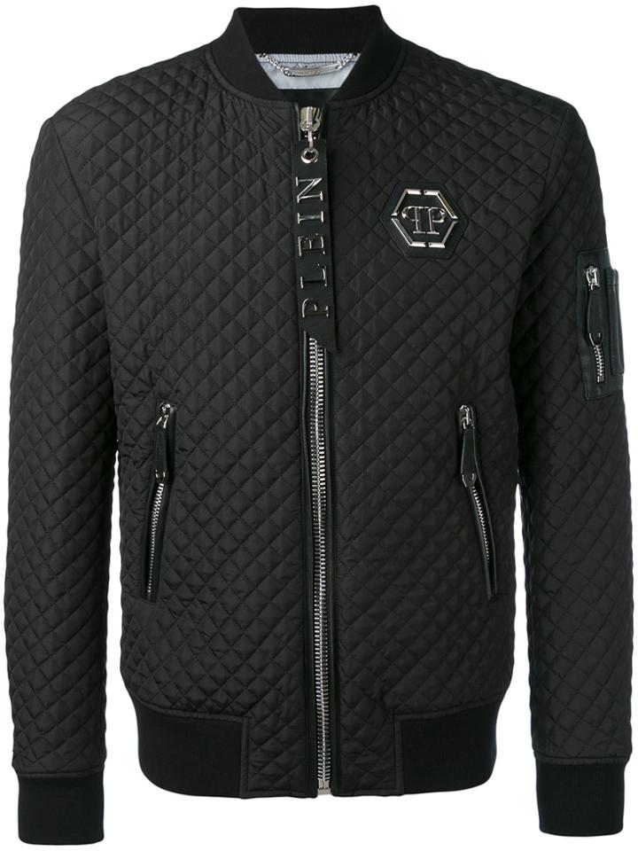 Philipp Plein Quilted Bomber Jacket - Black