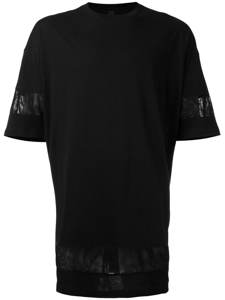 Odeur - Organza-trimmed T-shirt - Unisex - Cotton/spandex/elastane/nylon - Xs, Black, Cotton/spandex/elastane/nylon