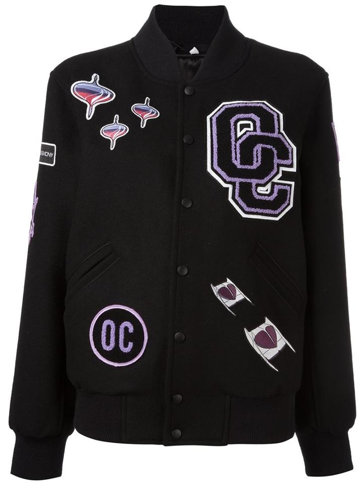 Opening Ceremony Varsity Style Bomber Jacket, Women's, Size: Xs, Black, Nylon/polyester/viscose/wool