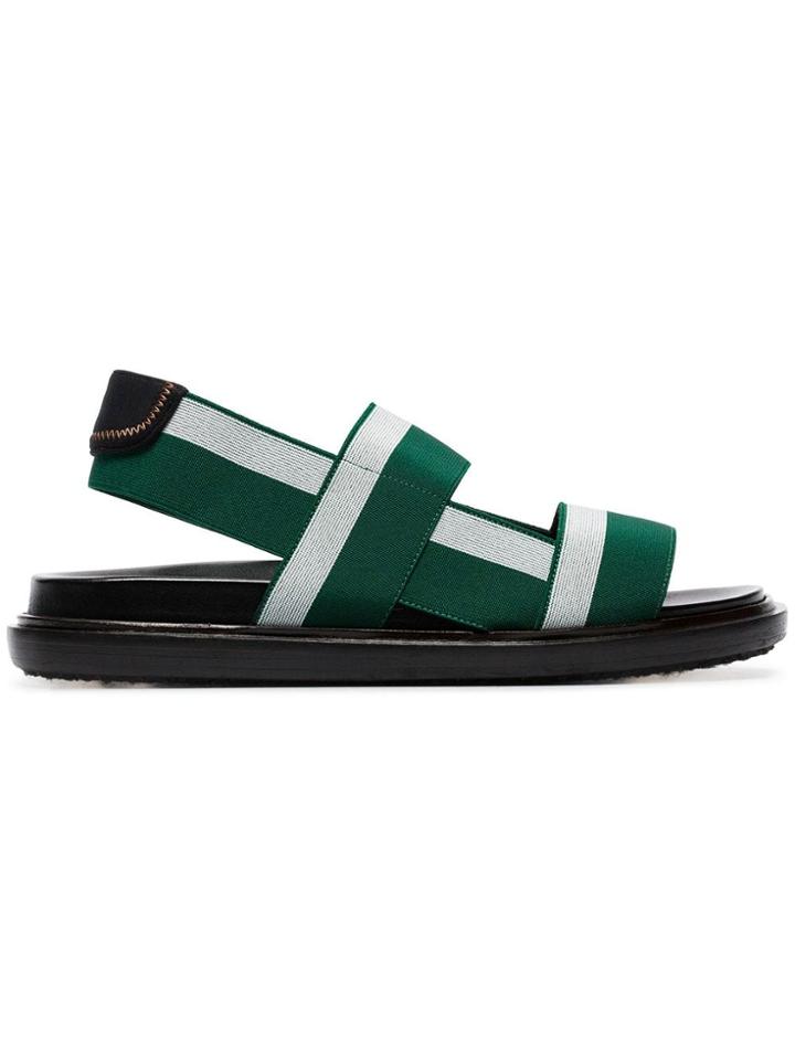 Marni Green And White Flat Elastic Strap Sandals