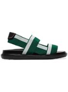 Marni Green And White Flat Elastic Strap Sandals
