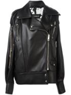 Misbhv 'martina' Biker Jacket, Women's, Size: Large, Black, Leather/viscose