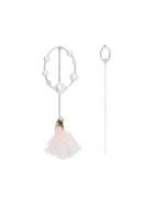 Burberry Faux Pearl And Feather Palladium-plated Drop Earrings - Pink
