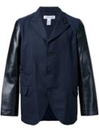 Comme Des Garçons Shirt Leather Sleeve Blazer, Men's, Size: Large, Black, Polyester/wool