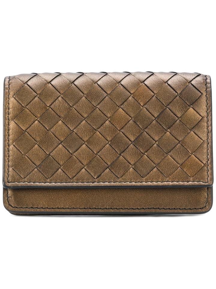 Bottega Veneta Fold-over Woven Wallet - Metallic